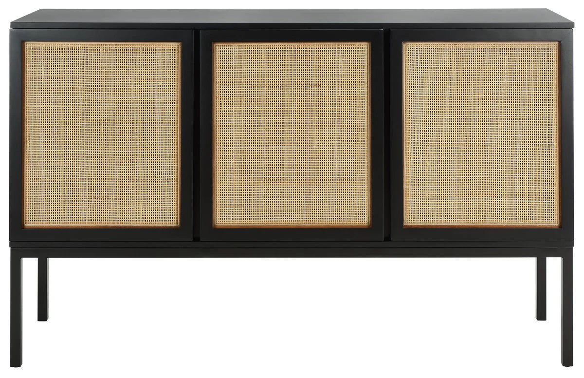 Zadie 2 Shelf Rattan Sideboard - Boho-Chic Storage Cabinet with Natural Woven Accents