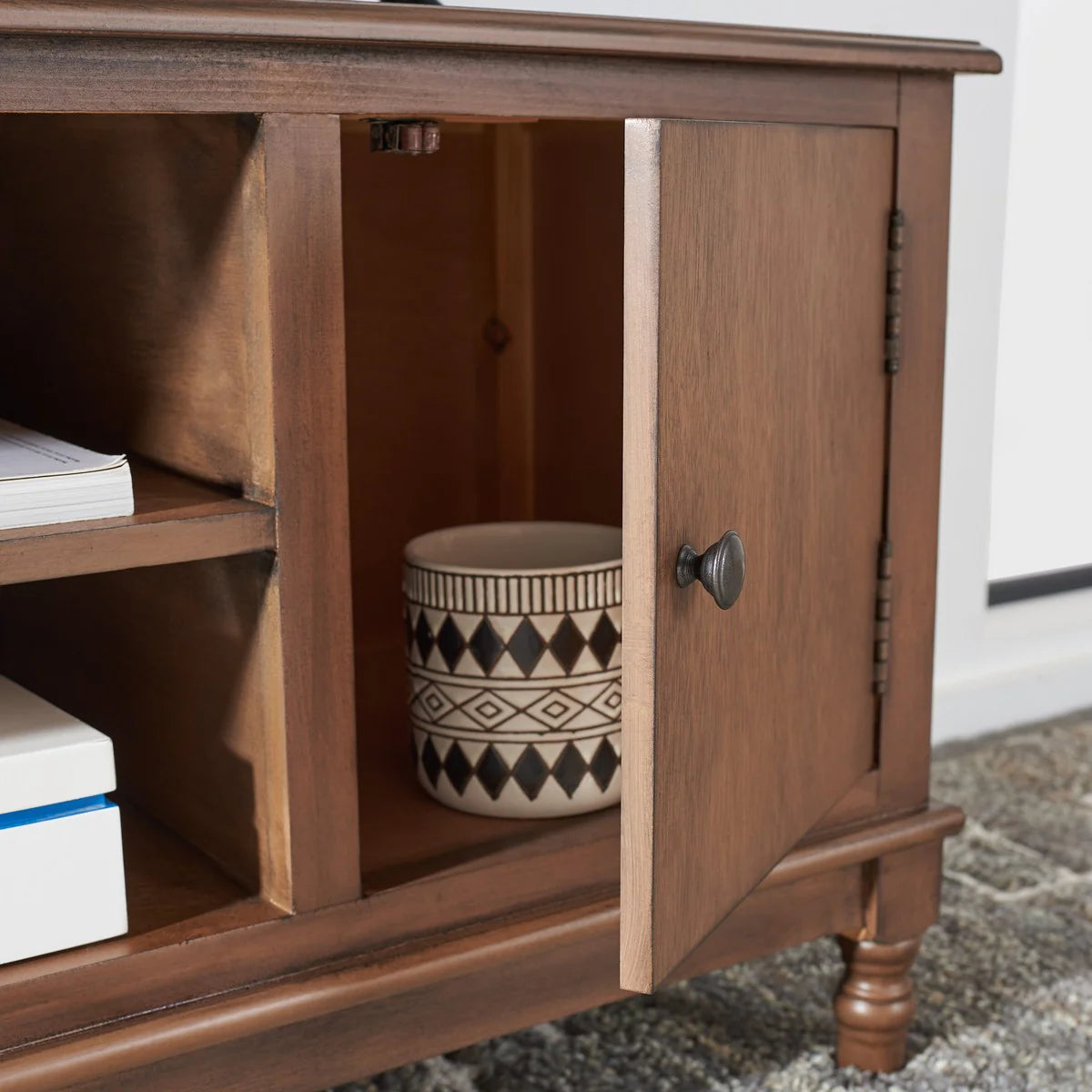 Ozark 2 Door 1 Shelf Media Stand - Rustic Modern TV Console with Storage