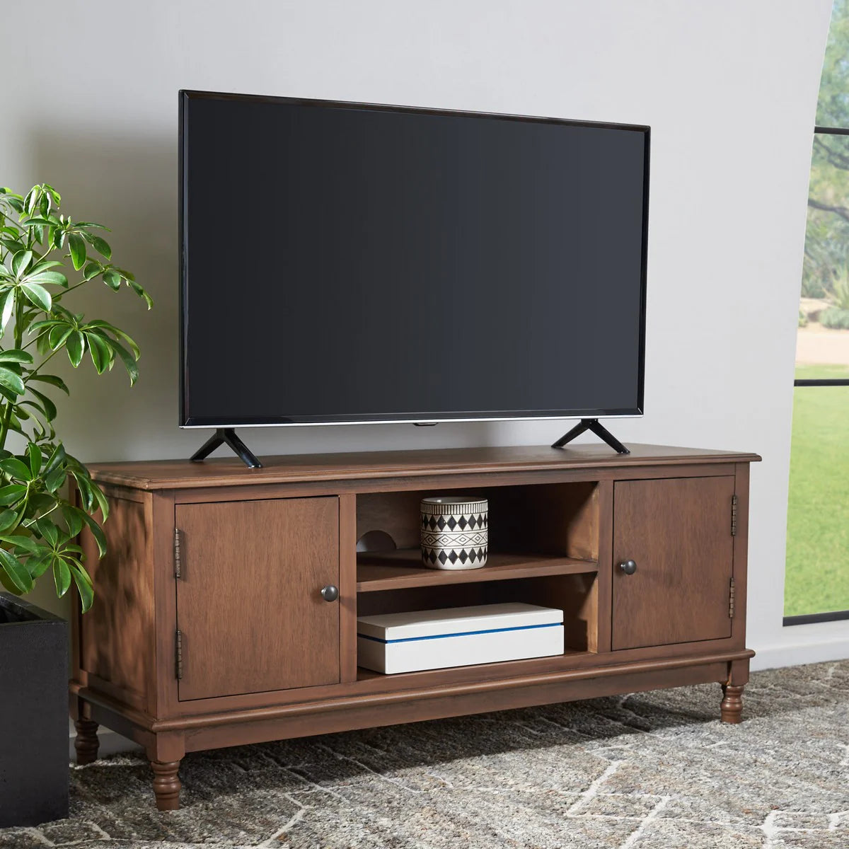Ozark 2 Door 1 Shelf Media Stand - Rustic Modern TV Console with Storage