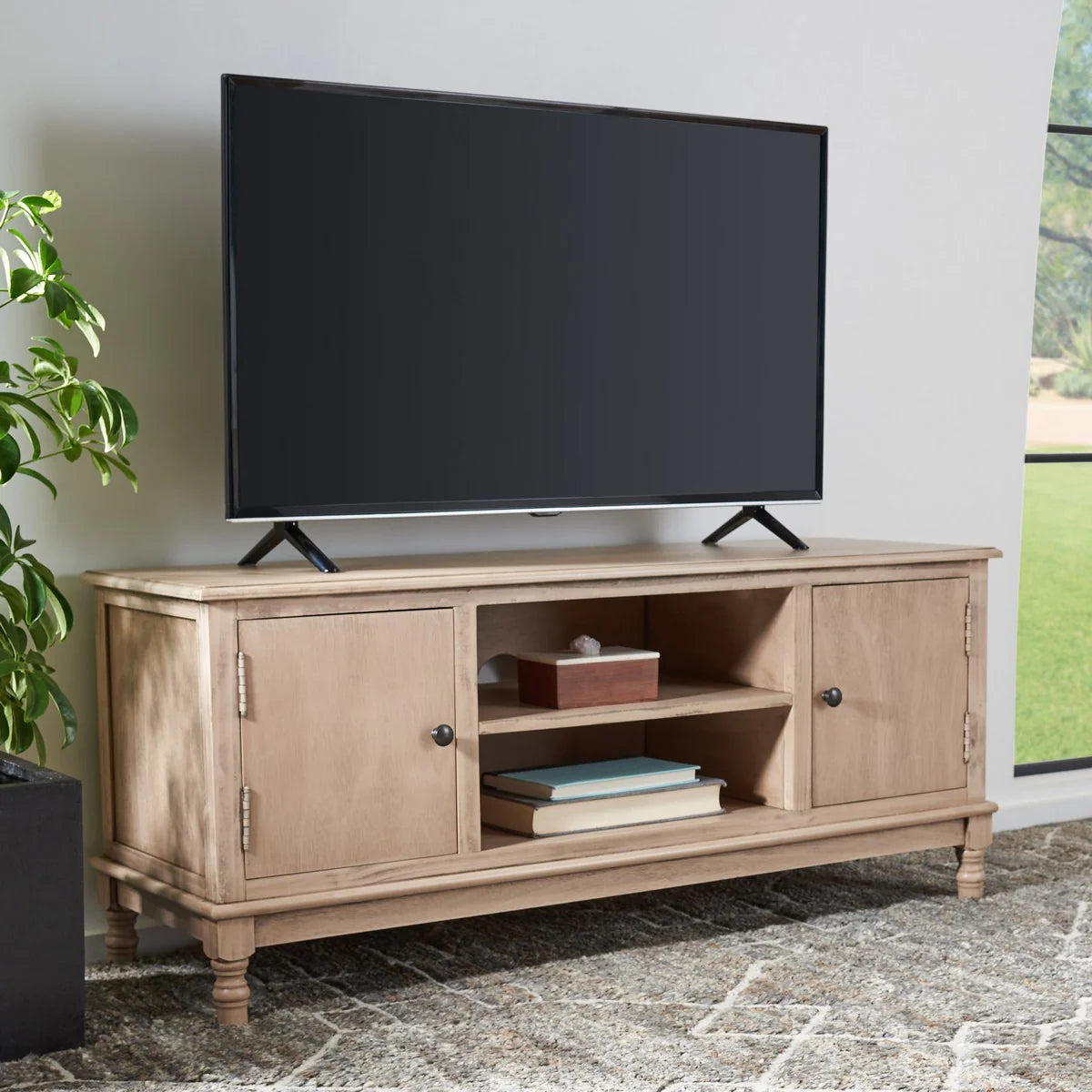 Ozark 2 Door 1 Shelf Media Stand - Rustic Modern TV Console with Storage