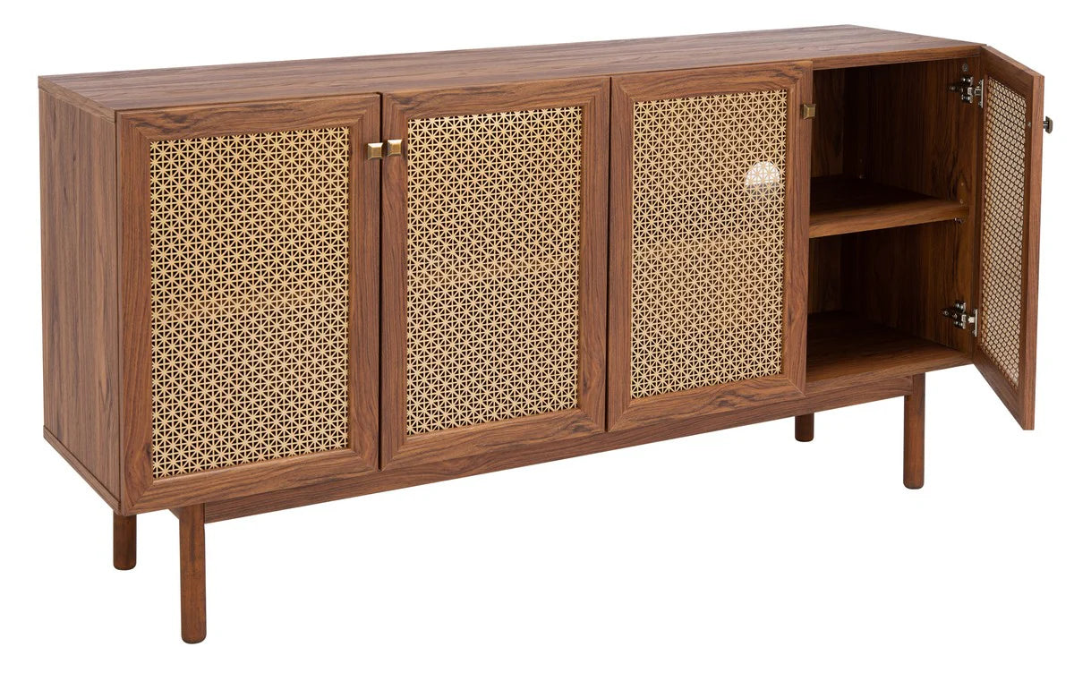 Piran 4-Door 2-Shelf Media Stand - Stylish and Functional Storage for Your Entertainment Space