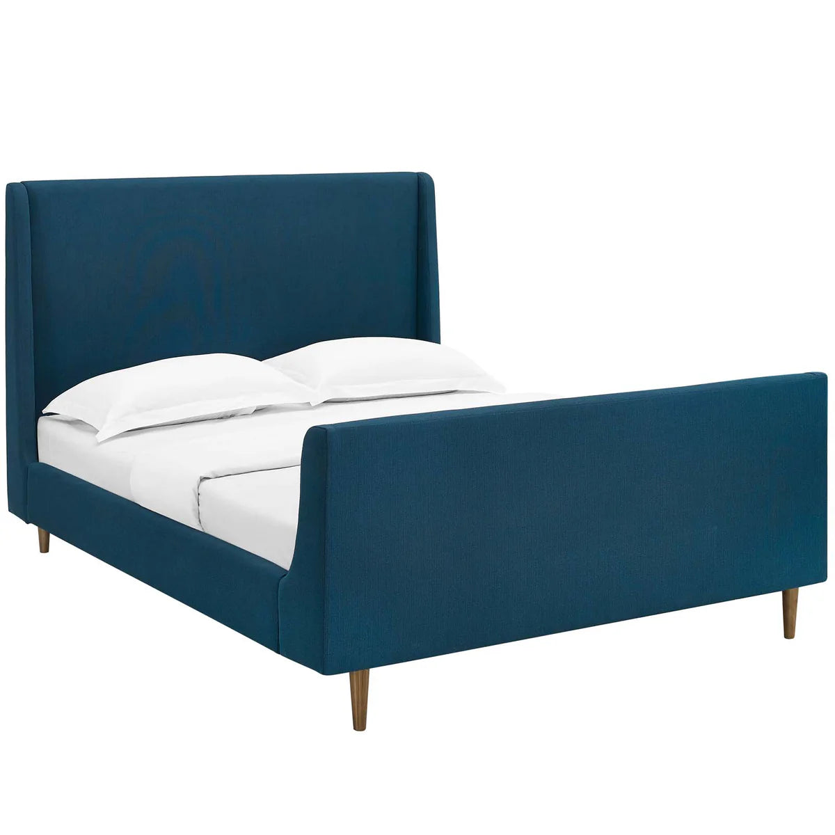 Aubree Upholstered Queen Sleigh Platform Bed – Classic Curved Design with Soft Fabric Finish