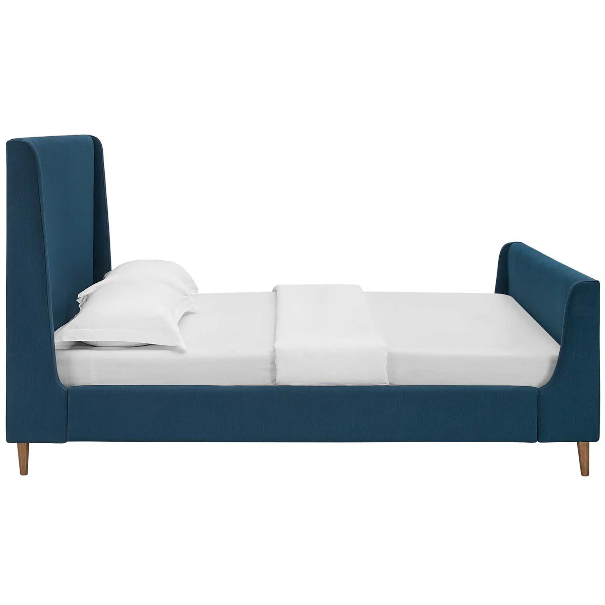 Aubree Upholstered Queen Sleigh Platform Bed – Classic Curved Design with Soft Fabric Finish