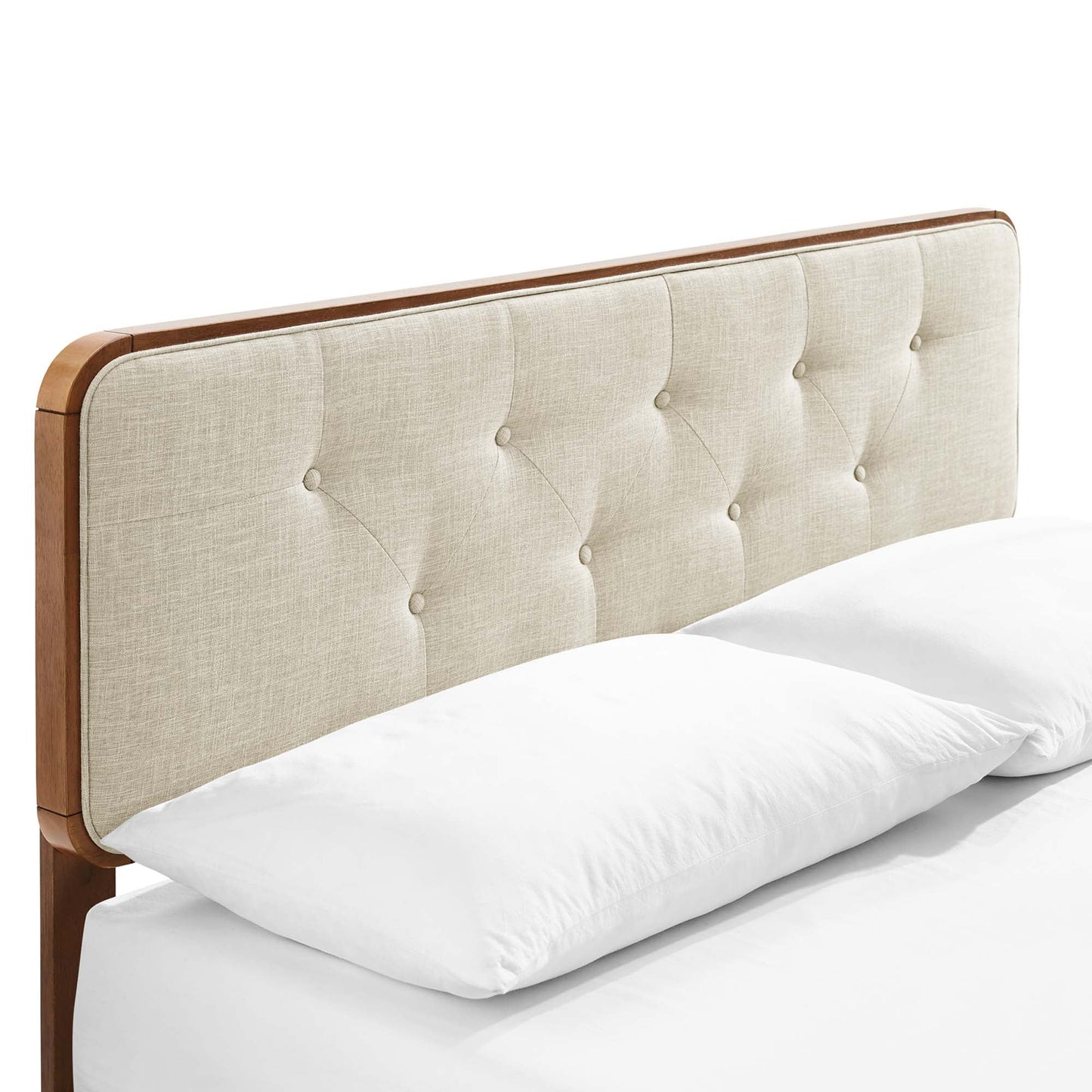 Bridgette Wood Queen Platform Bed – Mid-Century Modern Frame with Splayed Legs and Natural Finish