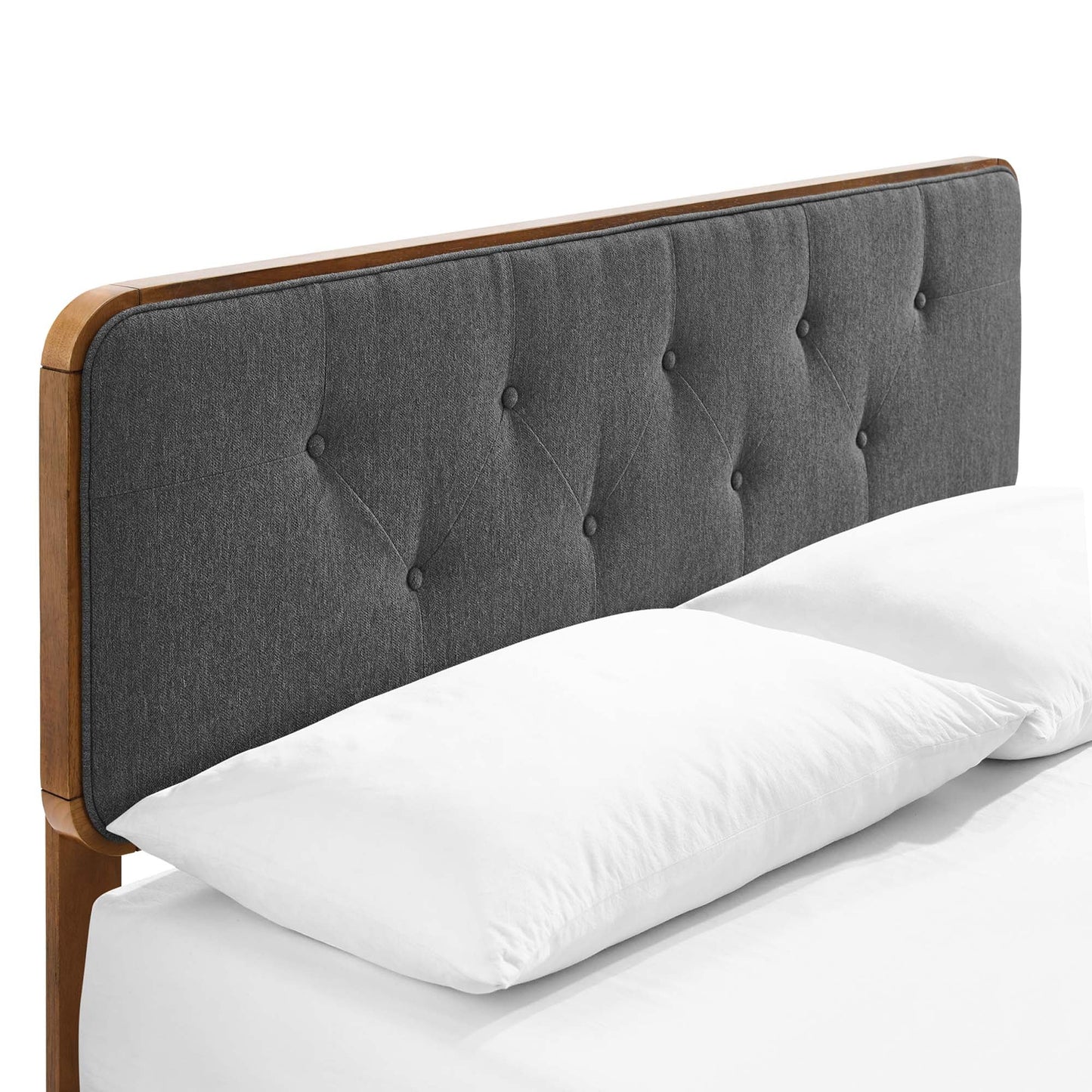 Bridgette Wood Queen Platform Bed – Mid-Century Modern Frame with Splayed Legs and Natural Finish