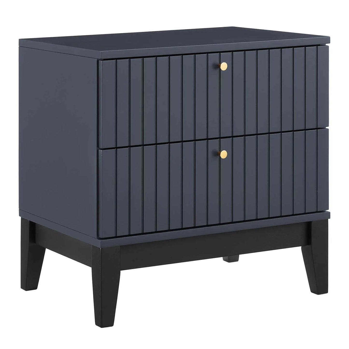 Dakota Nightstand β Contemporary Blue Design with Brass Hardware & Durable Rubberwood Storage