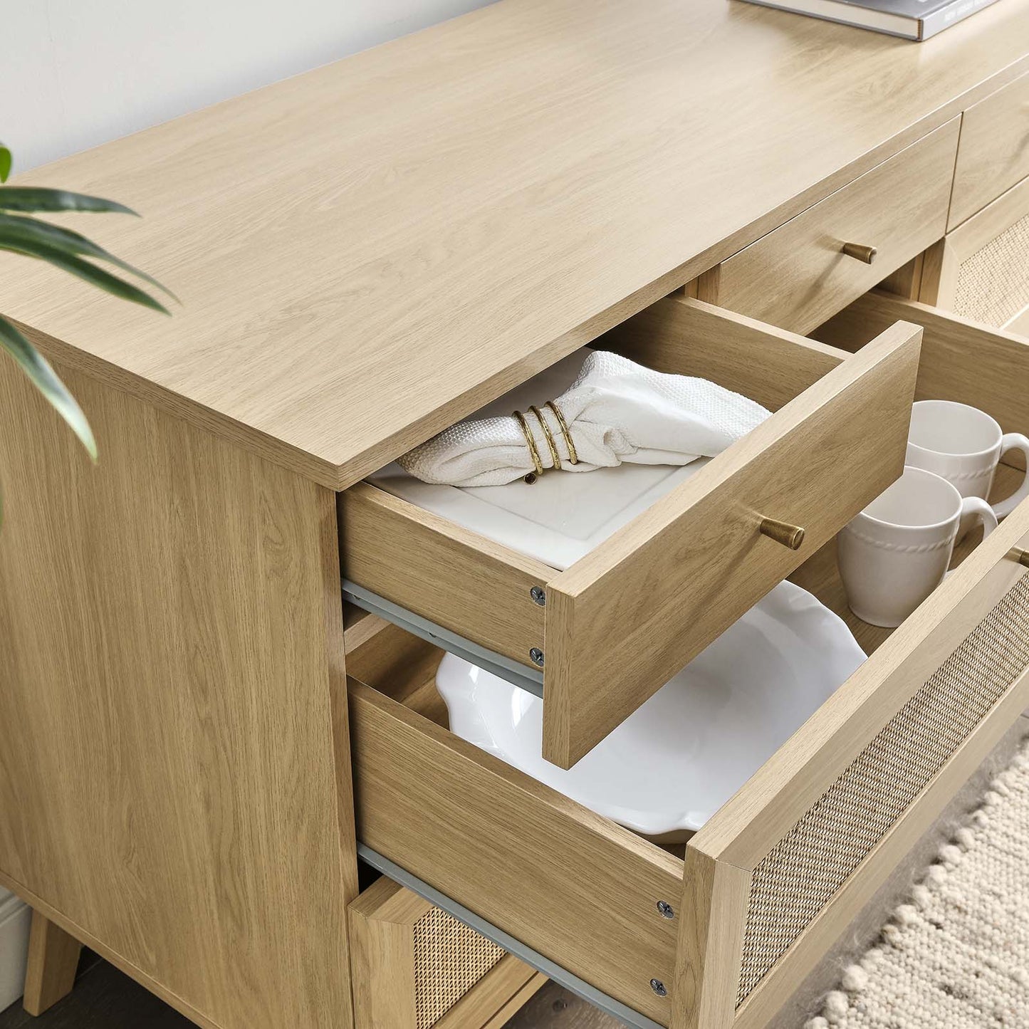 Soma Oak and Walnut 8-Drawer Buffet for Stylish Storage and Dining Room Elegance
