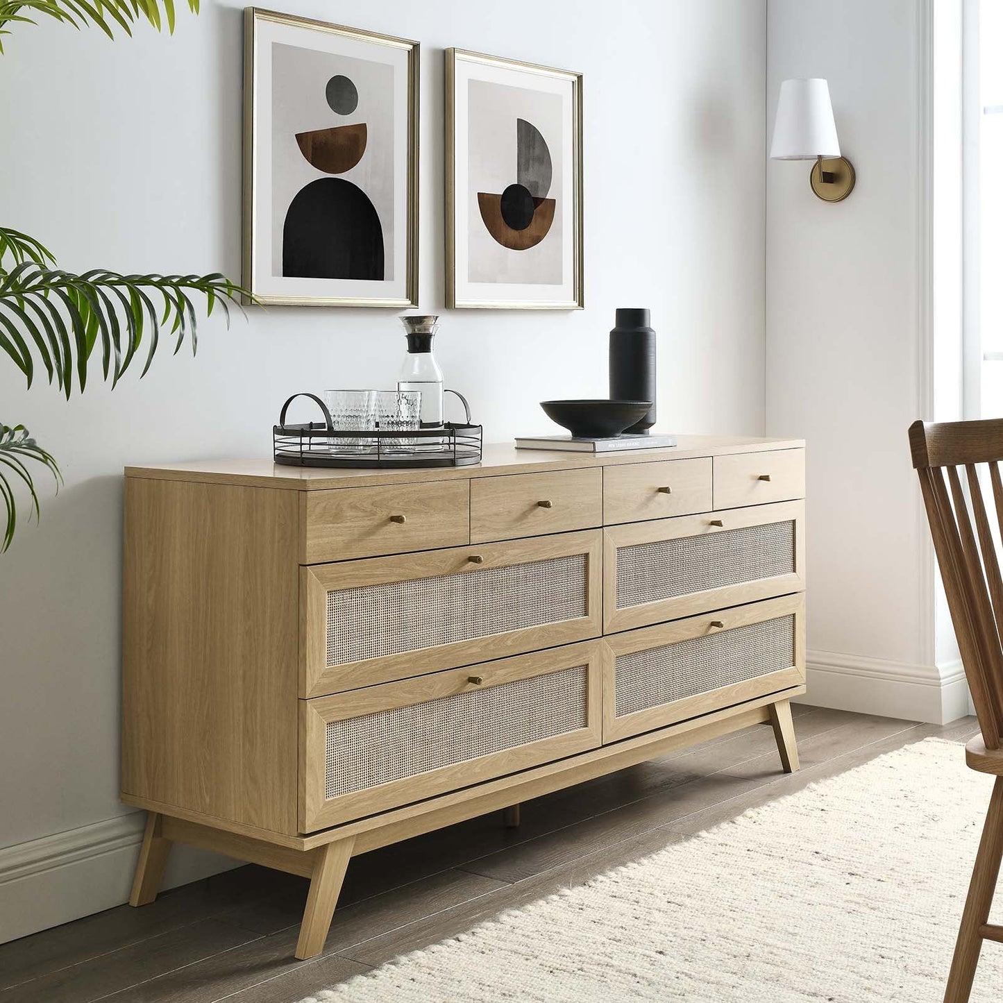 Soma Oak and Walnut 8-Drawer Buffet for Stylish Storage and Dining Room Elegance