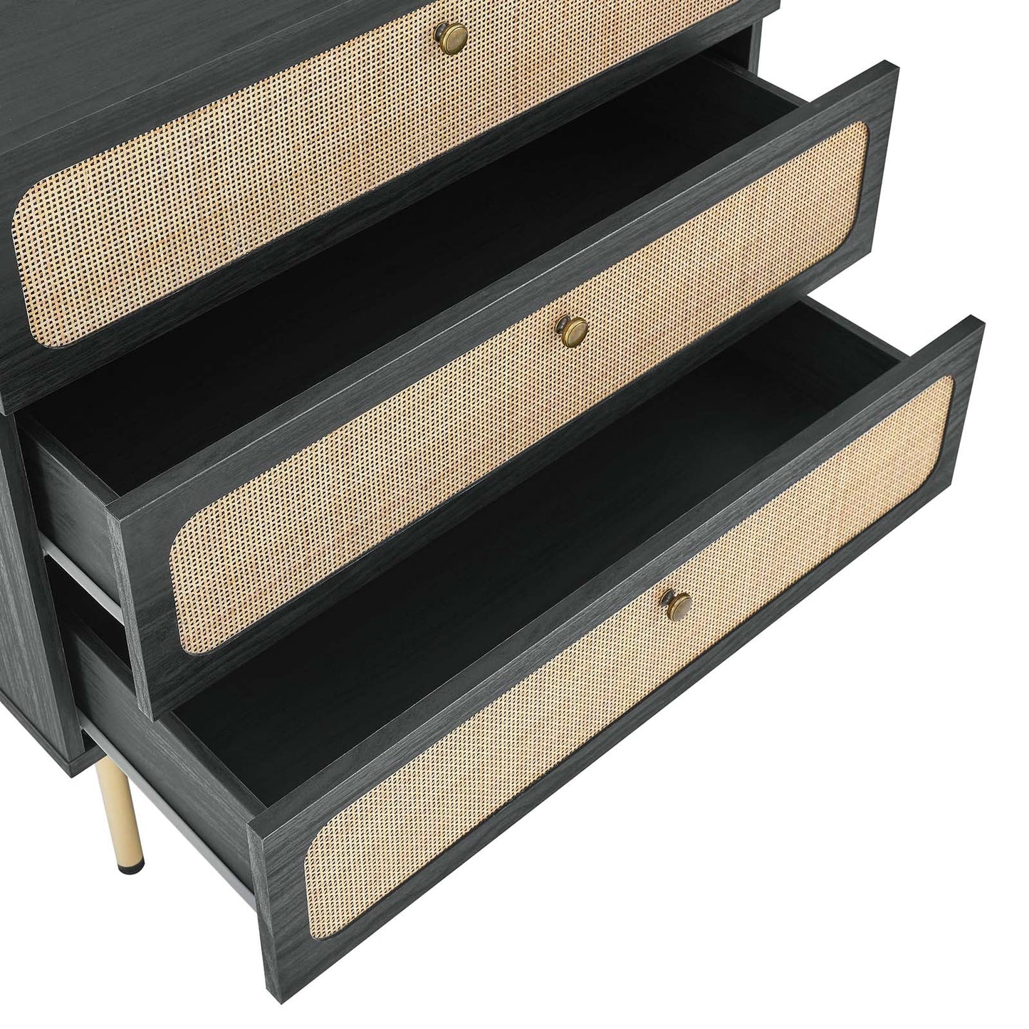 Chaucer Oak and Black 3-Drawer Chest for Stylish Storage Solutions