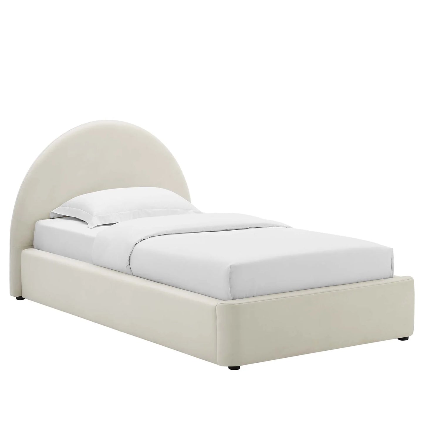 Resort Twin Velvet Platform Bed with Arched Headboard and Foam Padding β Elegant and Comfortable Bedroom Furniture for Modern Spaces
