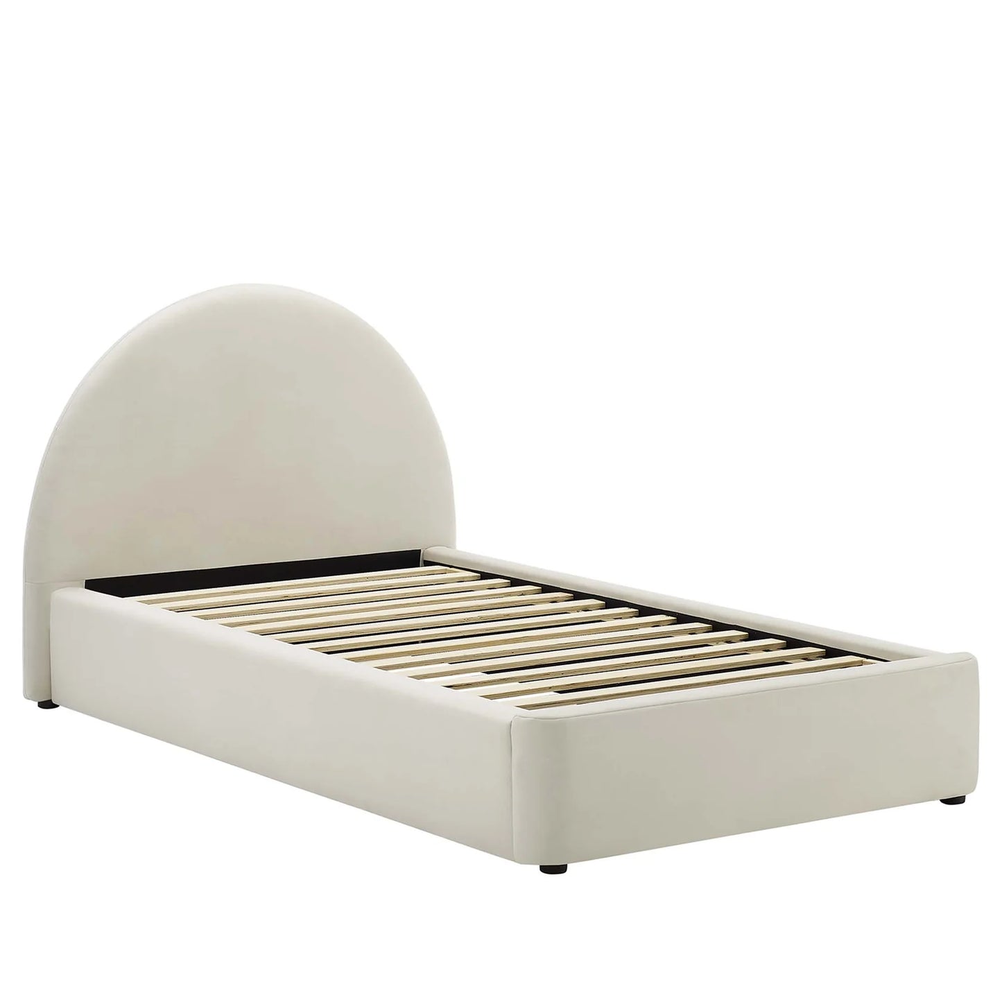 Resort Twin Velvet Platform Bed with Arched Headboard and Foam Padding β Elegant and Comfortable Bedroom Furniture for Modern Spaces