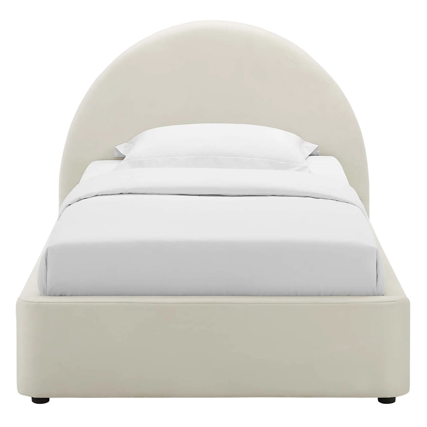 Resort Twin Velvet Platform Bed with Arched Headboard and Foam Padding β Elegant and Comfortable Bedroom Furniture for Modern Spaces