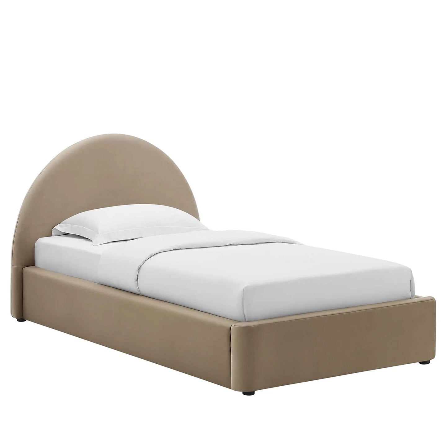 Resort Twin Velvet Platform Bed with Arched Headboard and Foam Padding β Elegant and Comfortable Bedroom Furniture for Modern Spaces