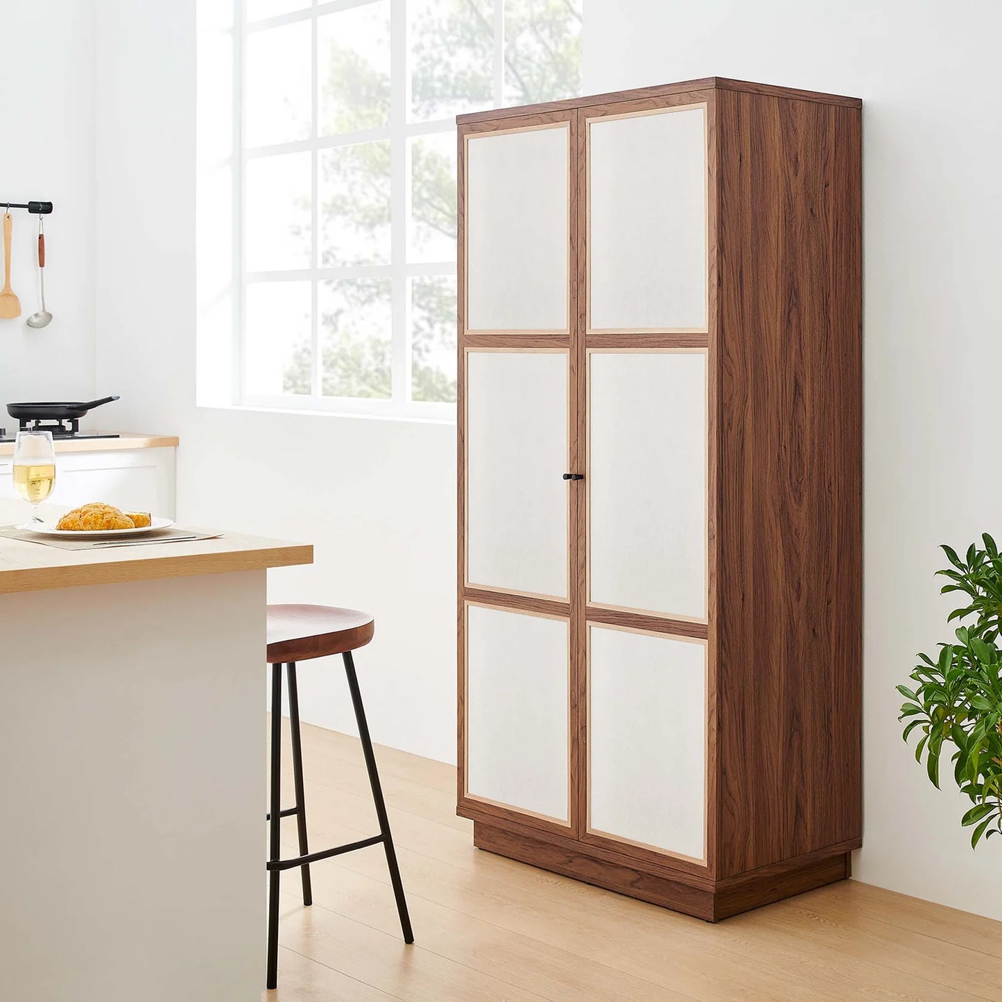 Capri 70" Tall Wood Grain Storage Cabinet in Walnut – Stylish and Spacious Storage Solution for Modern Interiors