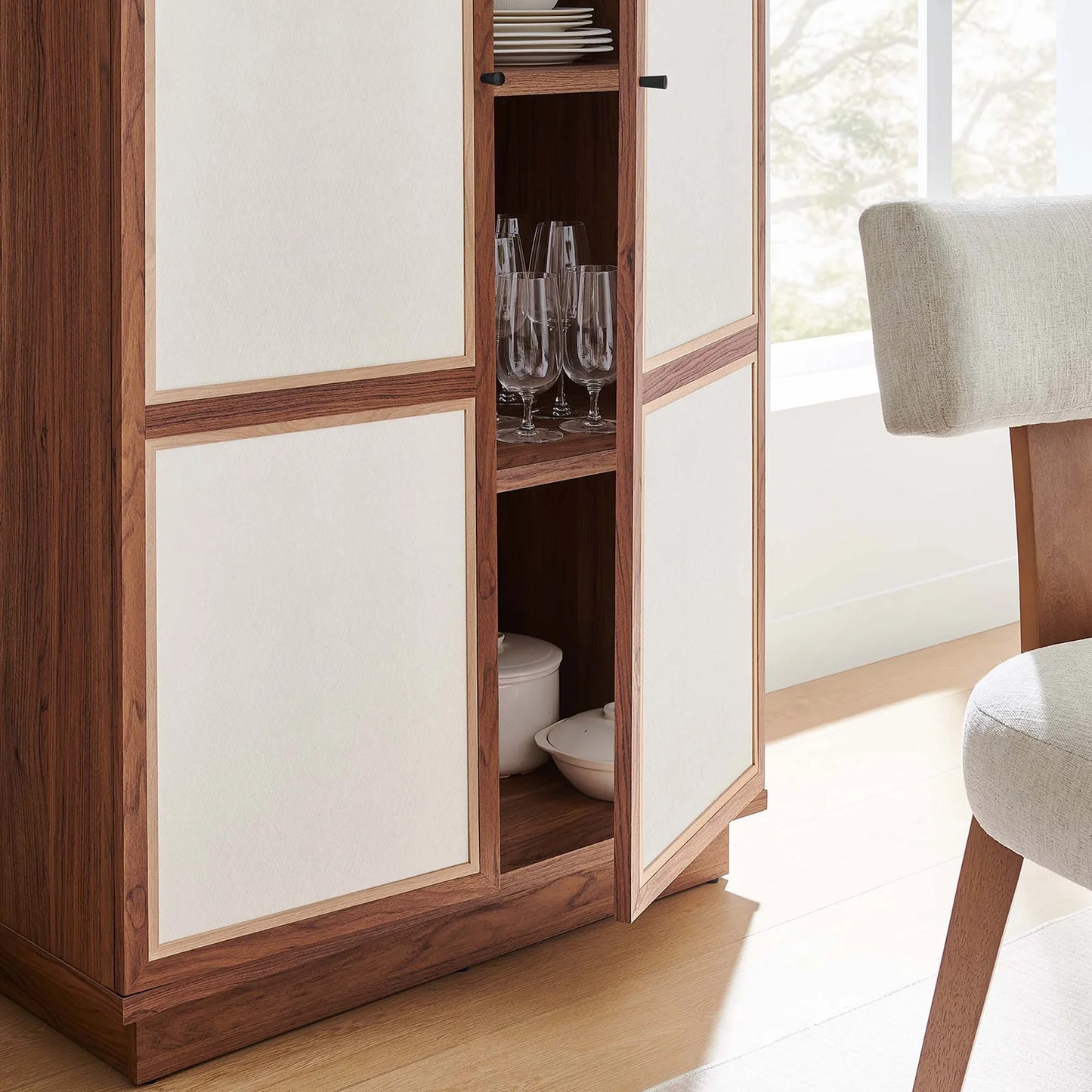 Capri 70" Tall Wood Grain Storage Cabinet in Walnut – Stylish and Spacious Storage Solution for Modern Interiors