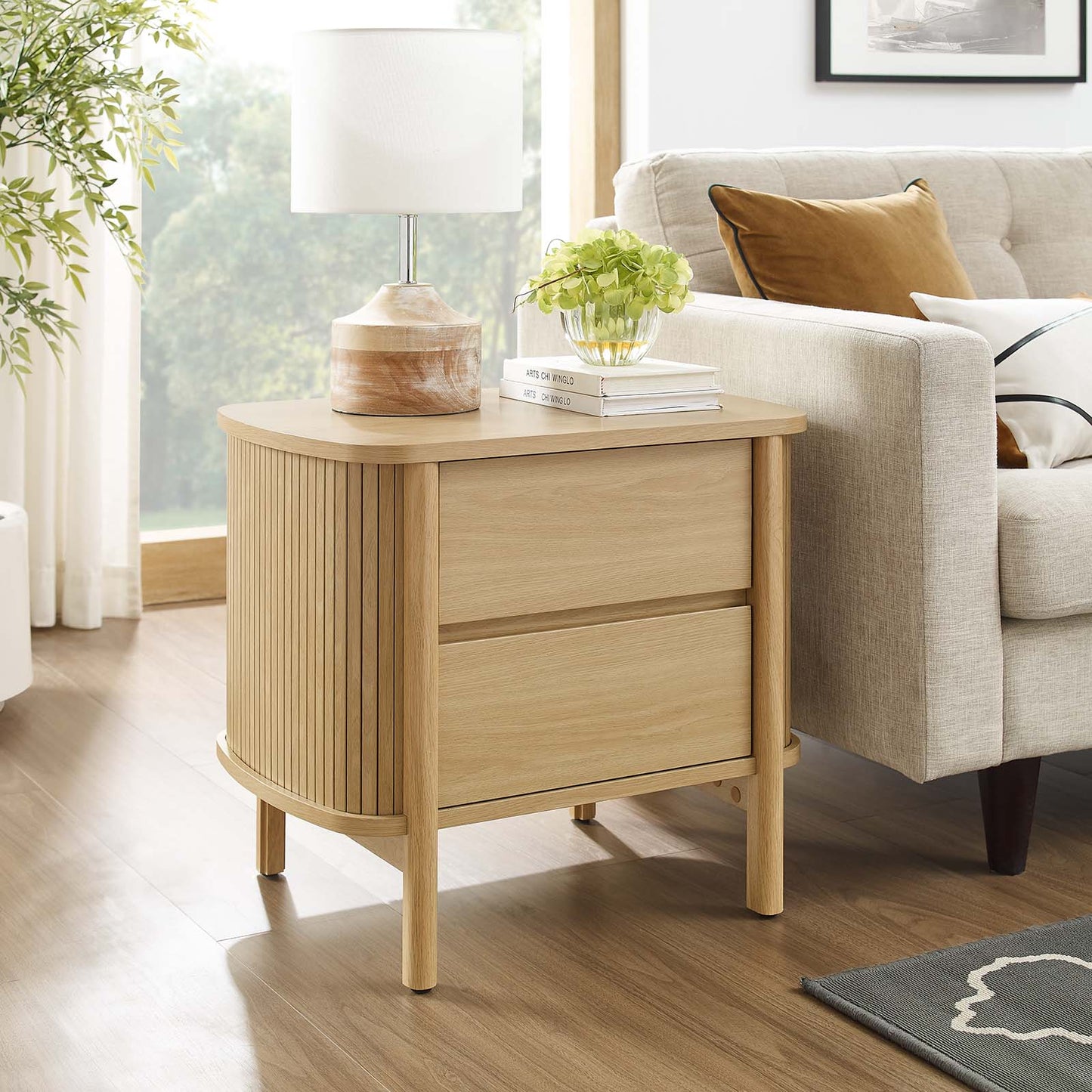 Cadence Black Oak and Walnut 2-Drawer Nightstand for Stylish Storage Solutions