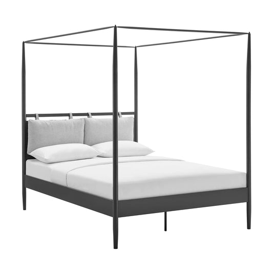 Marlowe 4-Poster Canopy Metal Platform Bed β Charcoal Finish