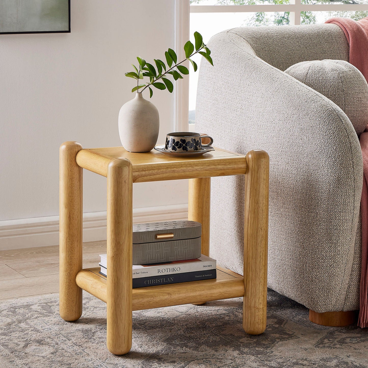 Arcus 2-Tier Rectangular Side Table in Oak – Modern & Functional Design