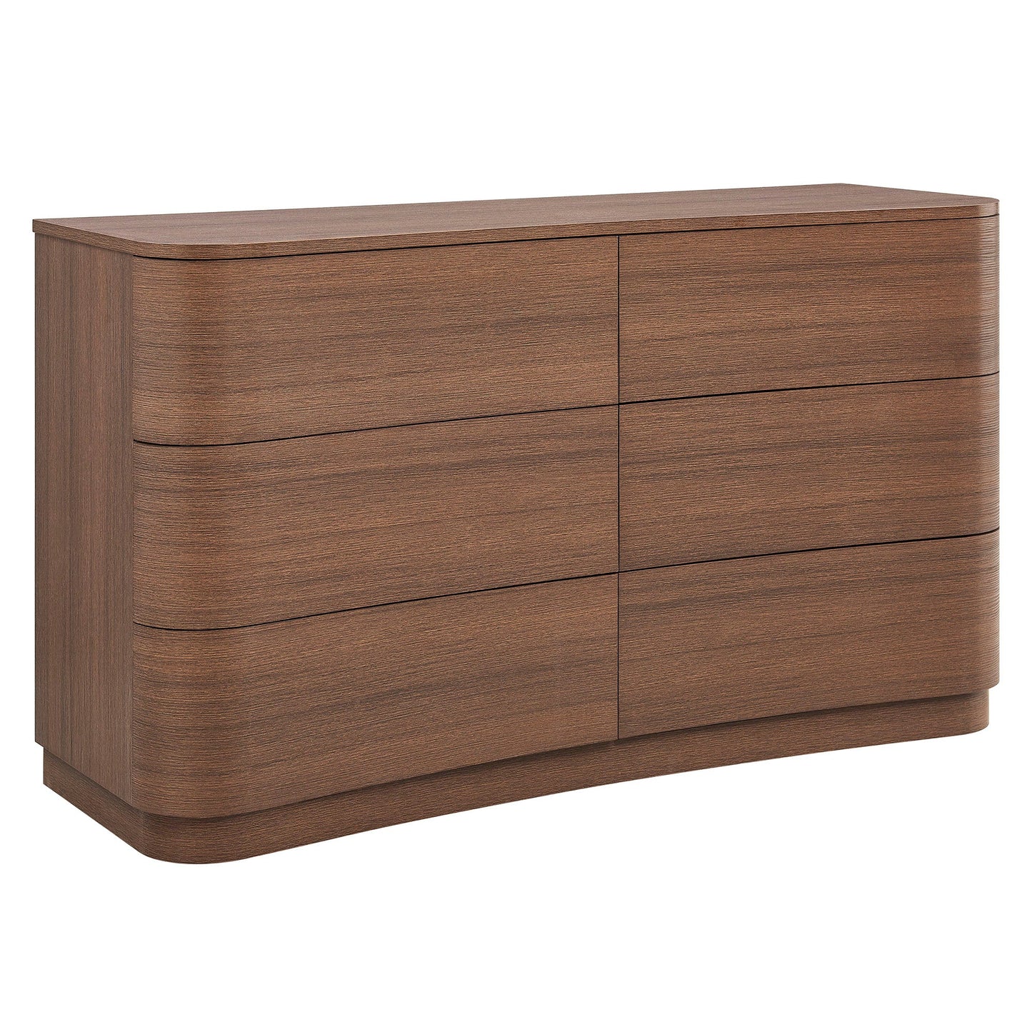 Mirae 6-Drawer Curved Dresser – Modern Wide Chest for Stylish Bedroom Storage