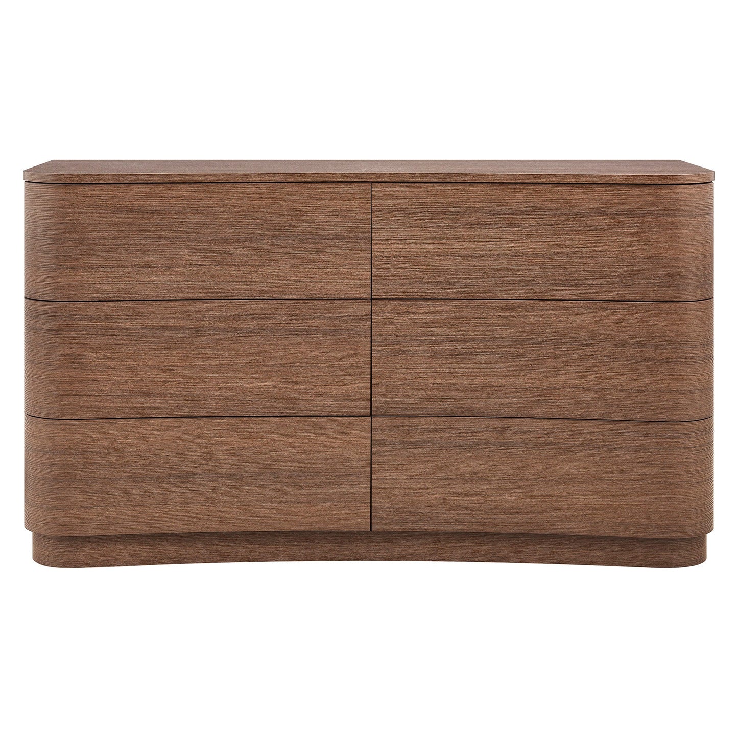 Mirae 6-Drawer Curved Dresser – Modern Wide Chest for Stylish Bedroom Storage