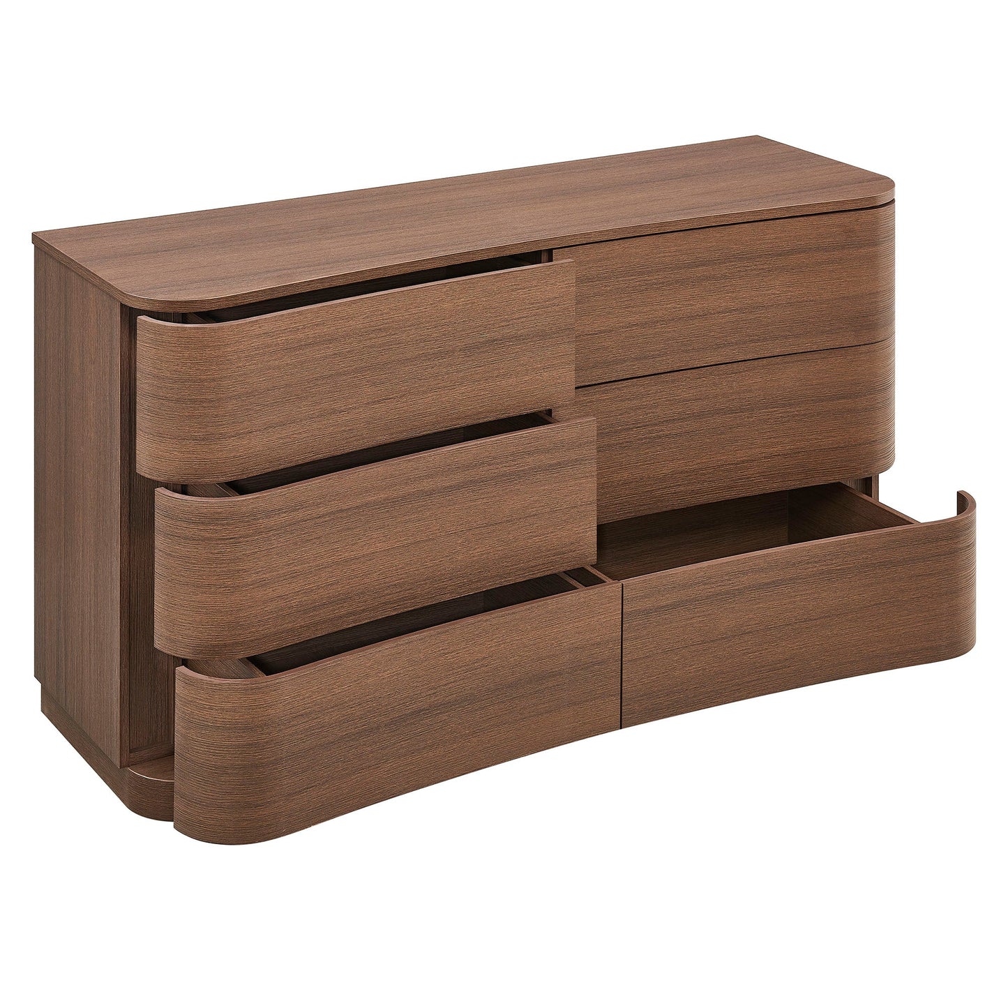 Mirae 6-Drawer Curved Dresser – Modern Wide Chest for Stylish Bedroom Storage