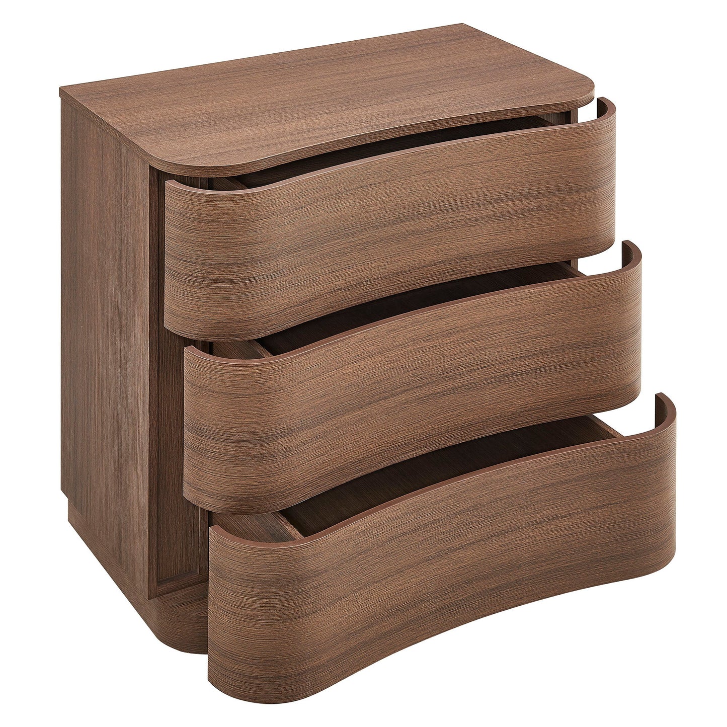 Mirae 3-Drawer Curved Compact Dresser – Modern Small-Space Bedroom Storage
