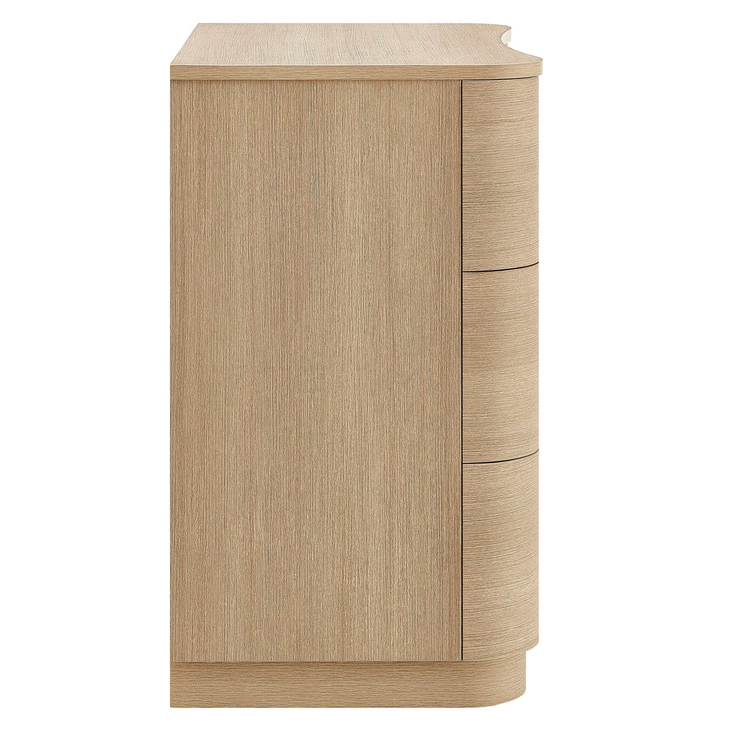 Mirae 3-Drawer Curved Compact Dresser – Modern Small-Space Bedroom Storage