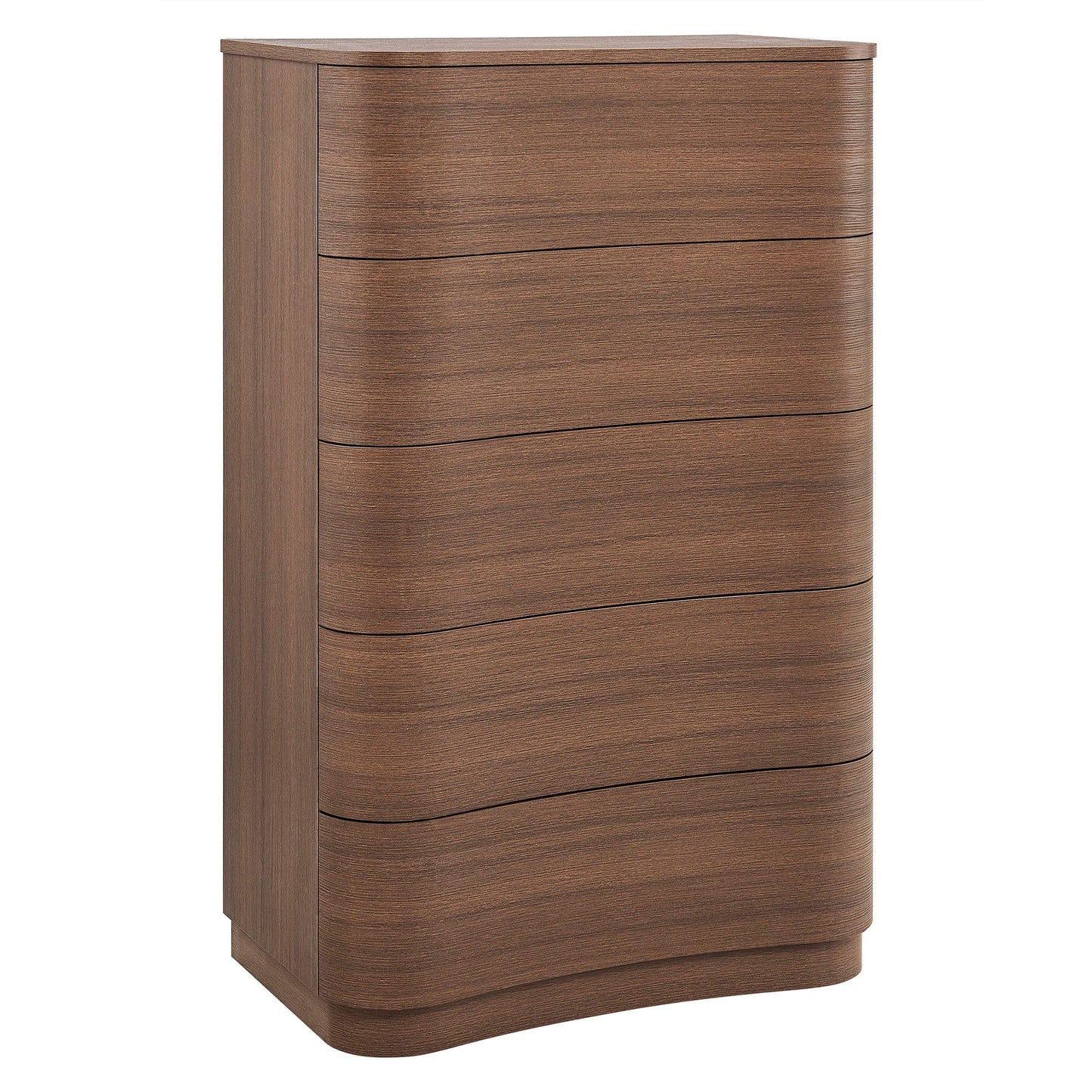 Mirae 5-Drawer Curved Dresser – Modern Chest of Drawers with Sleek Storage