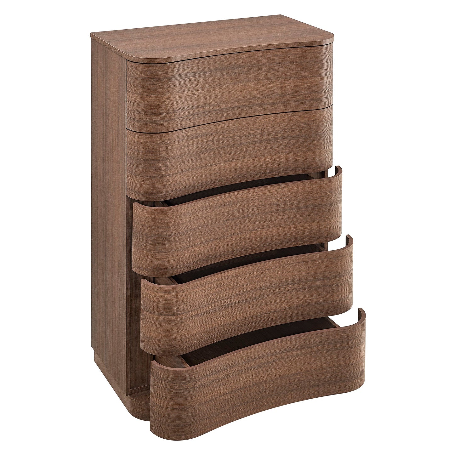 Mirae 5-Drawer Curved Dresser – Modern Chest of Drawers with Sleek Storage