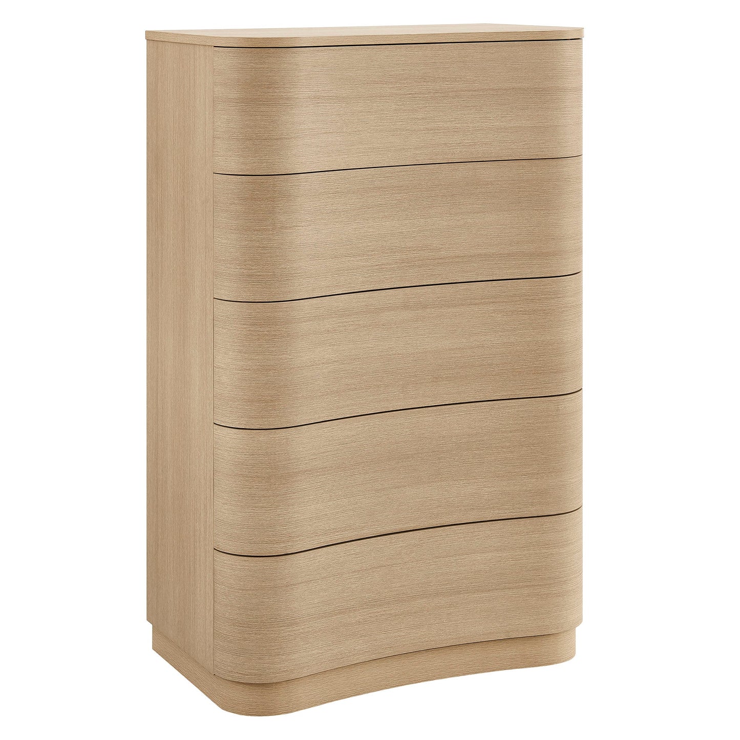 Mirae 5-Drawer Curved Dresser – Modern Chest of Drawers with Sleek Storage