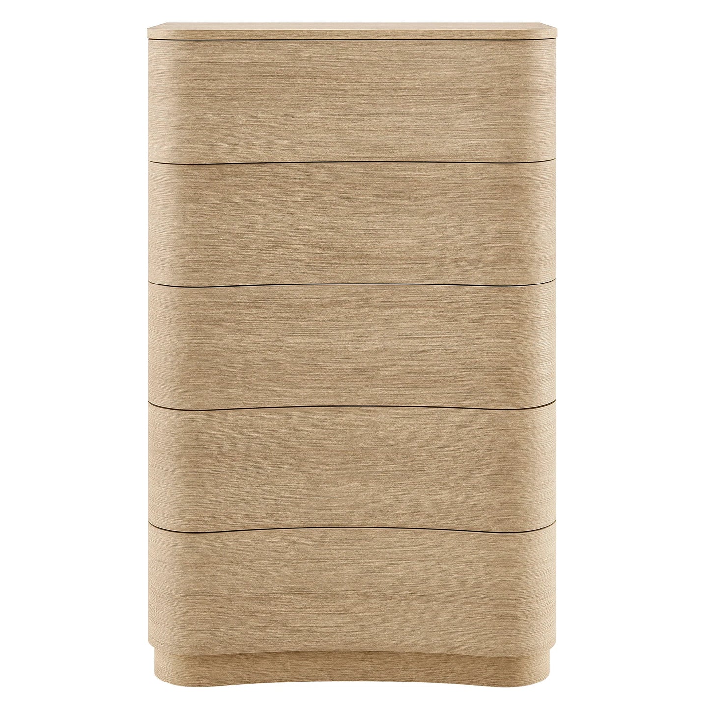 Mirae 5-Drawer Curved Dresser – Modern Chest of Drawers with Sleek Storage