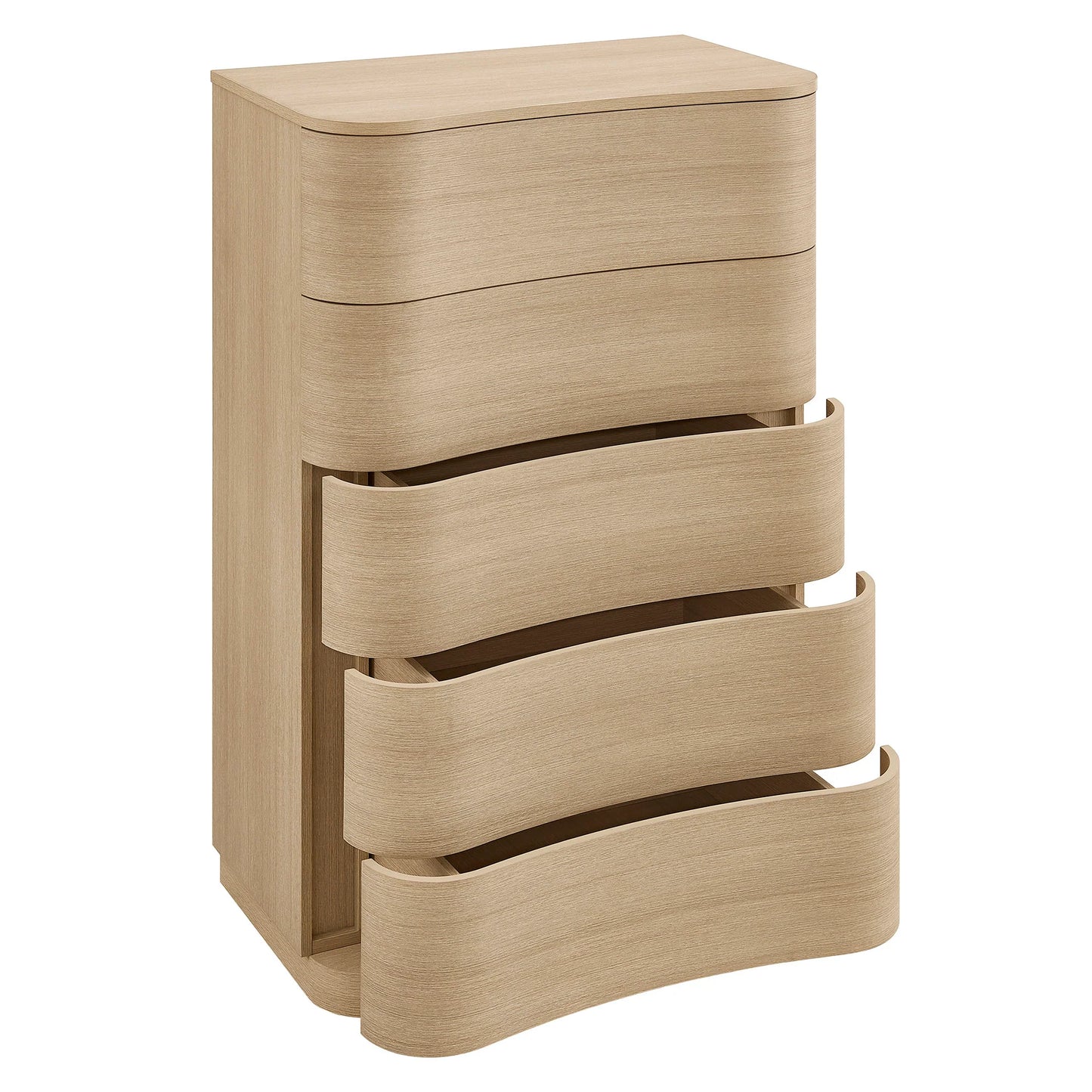 Mirae 5-Drawer Curved Dresser – Modern Chest of Drawers with Sleek Storage