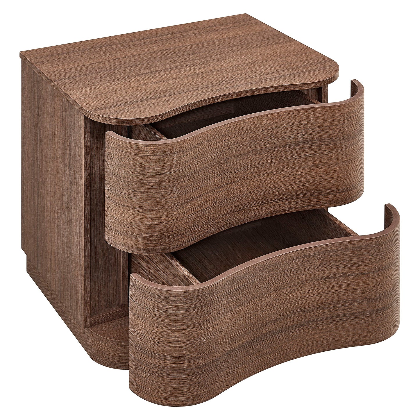 Mirae 2-Drawer Curved Nightstand – Modern Bedside Table with Sleek Storage