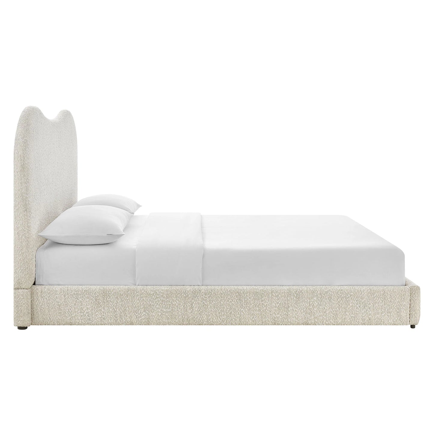 Seluna Boucle Queen Platform Bed – Stylish Upholstered Bed Frame