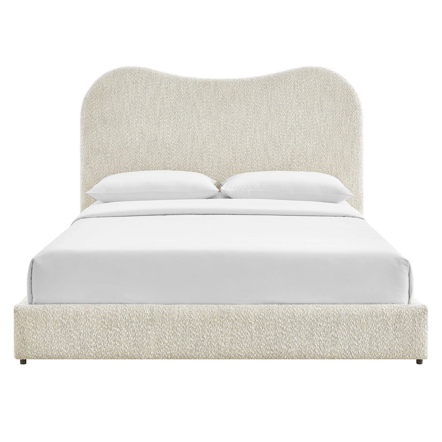 Seluna Boucle Queen Platform Bed – Stylish Upholstered Bed Frame