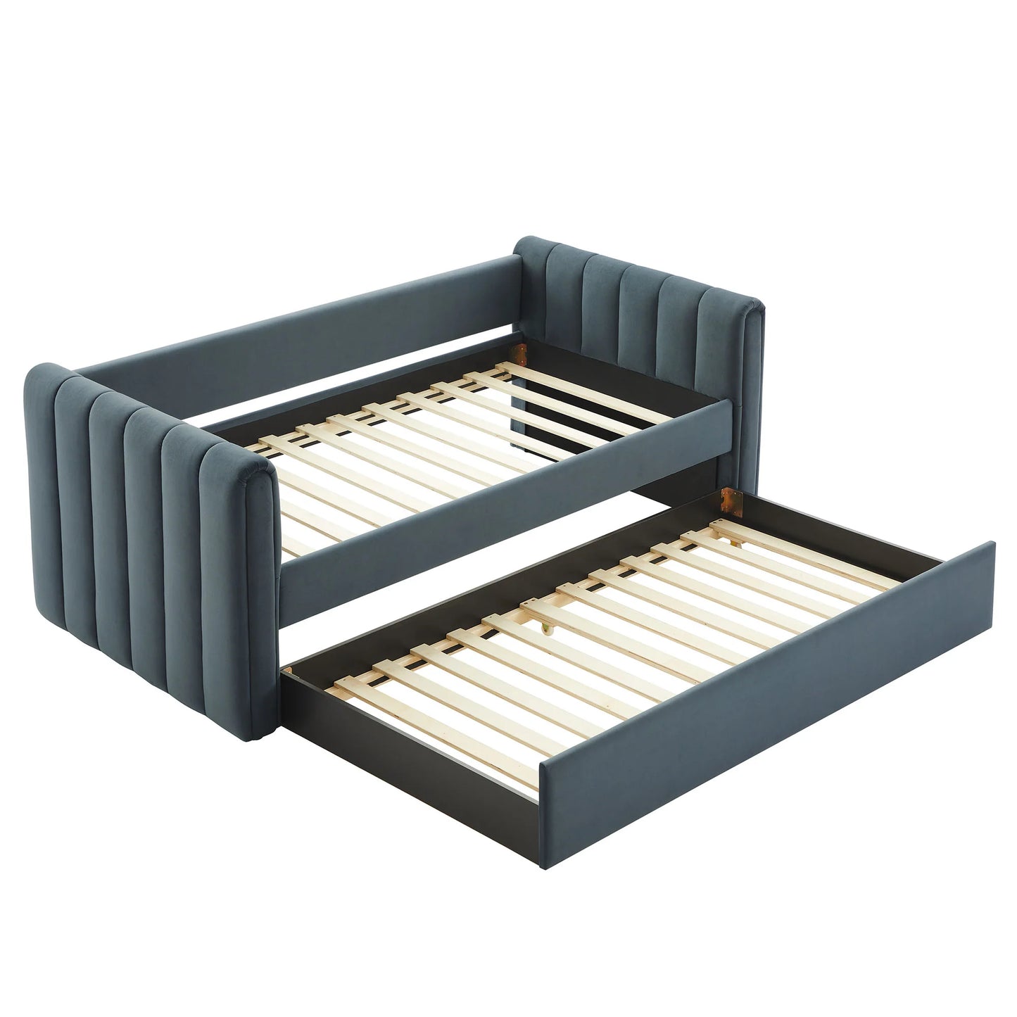 Veyla Channel Tufted Performance Velvet Twin Daybed with Trundle – Durable Sleeper Sofa