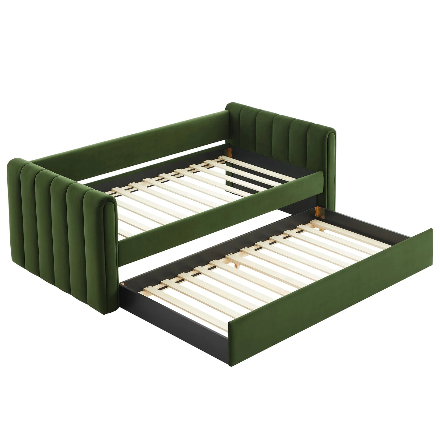 Veyla Channel Tufted Performance Velvet Twin Daybed with Trundle – Durable Sleeper Sofa
