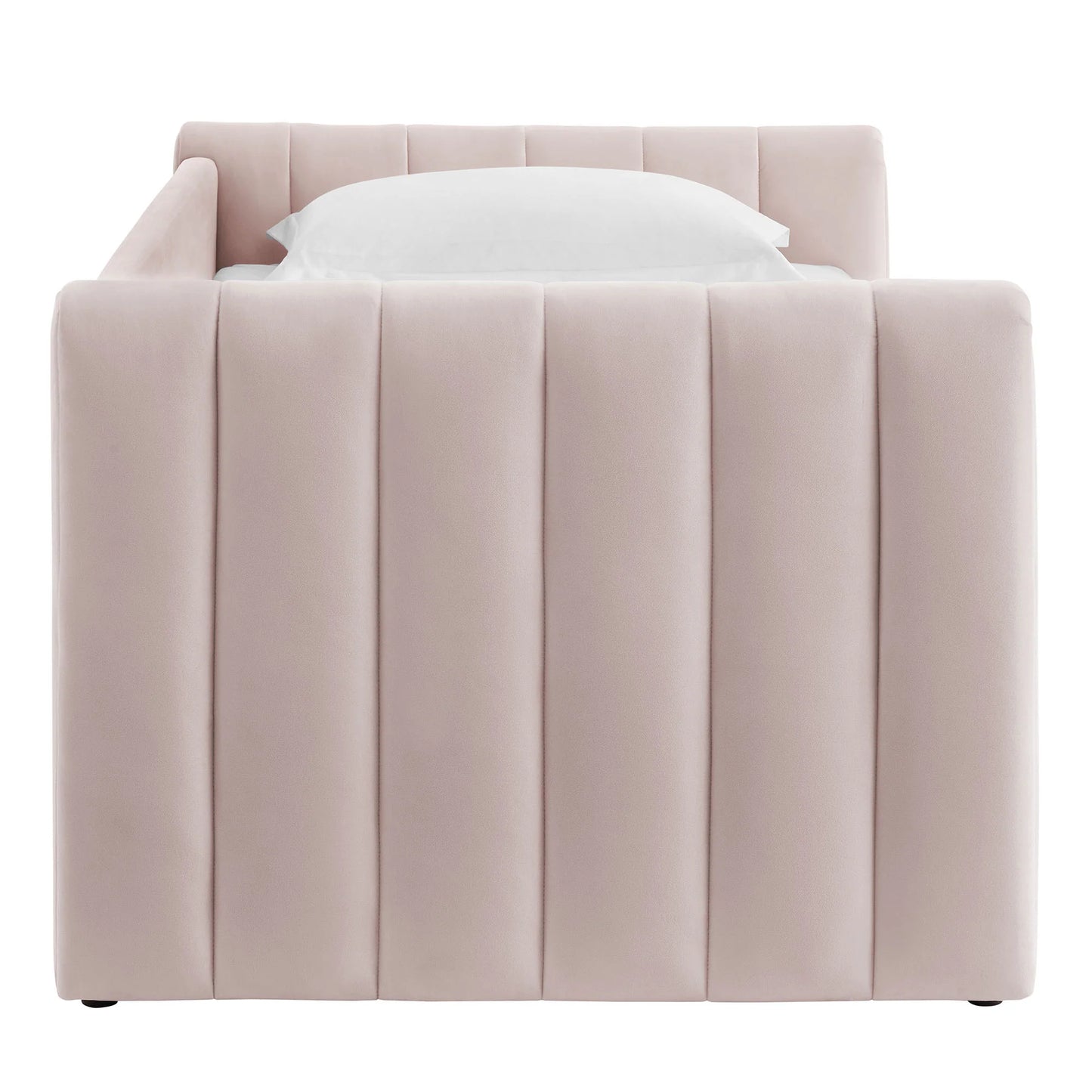 Veyla Channel Tufted Performance Velvet Twin Daybed with Trundle – Durable Sleeper Sofa