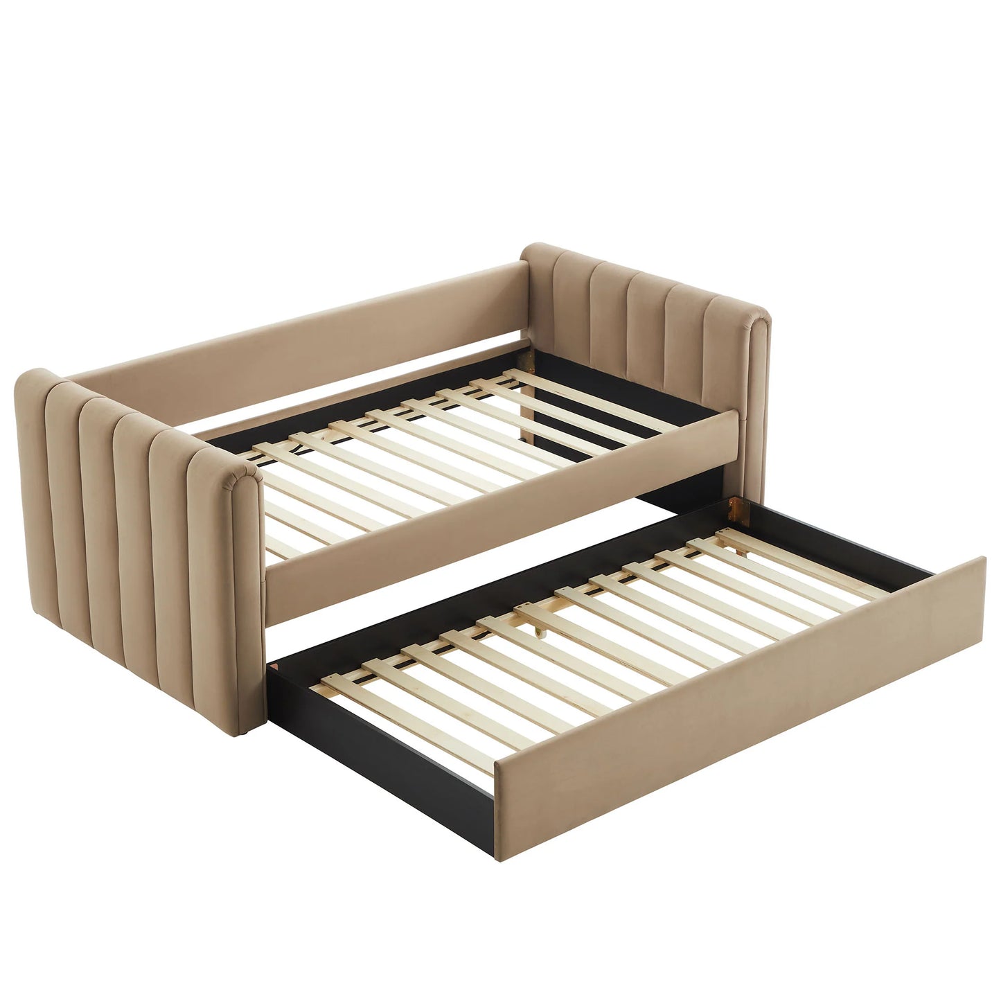 Veyla Channel Tufted Performance Velvet Twin Daybed with Trundle – Durable Sleeper Sofa