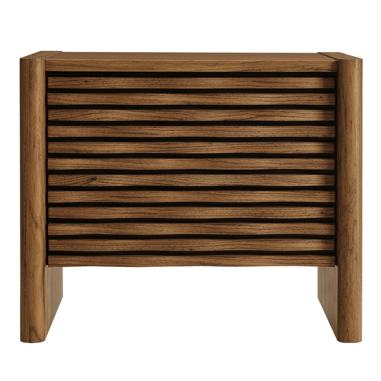 Emric Wave Nightstand – Walnut Finish with Curved Modern Design
