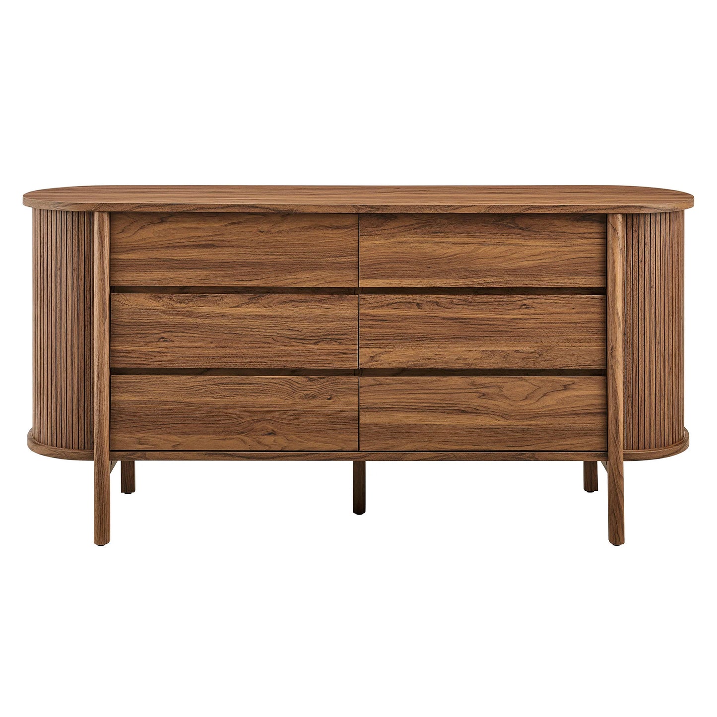 Cadence 6-Drawer Curved Dresser – Modern Wood Storage Dresser for Bedroom Organization