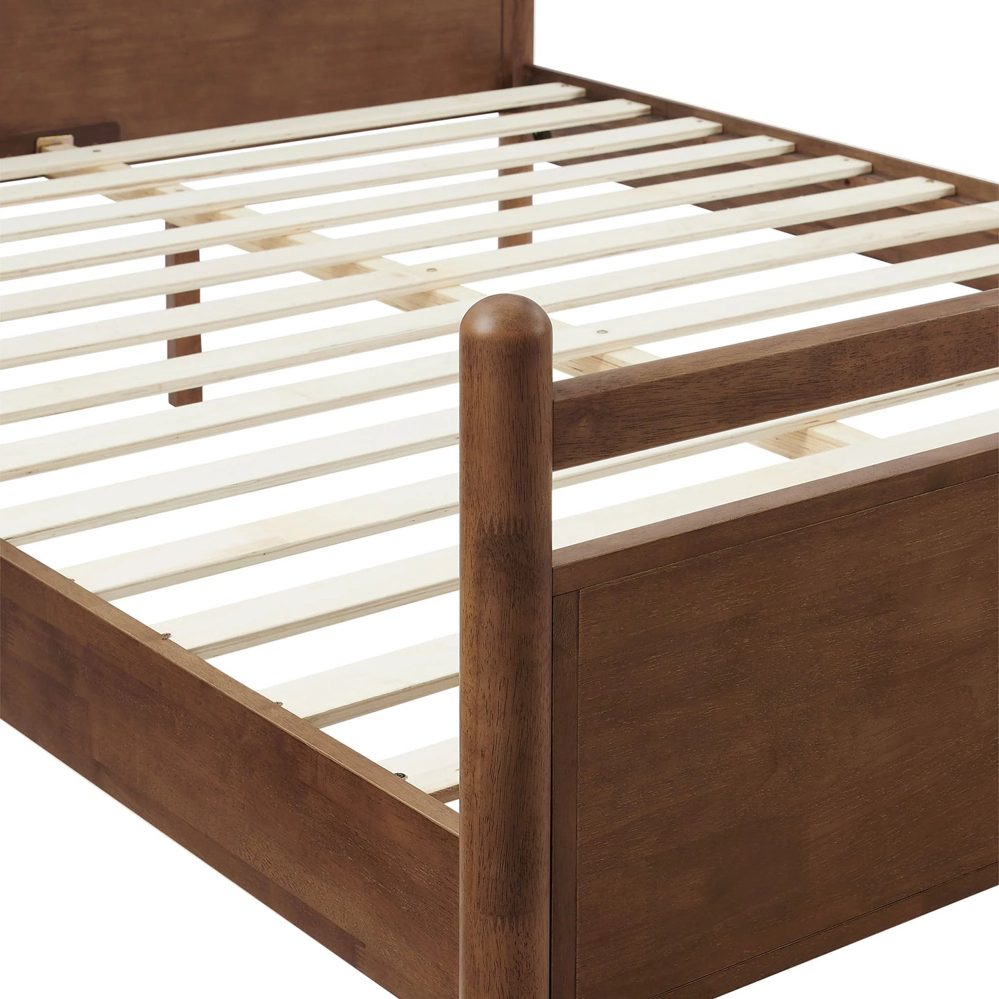 Leni Wood Platform Bed Frame with Fabric Pillow Headboard