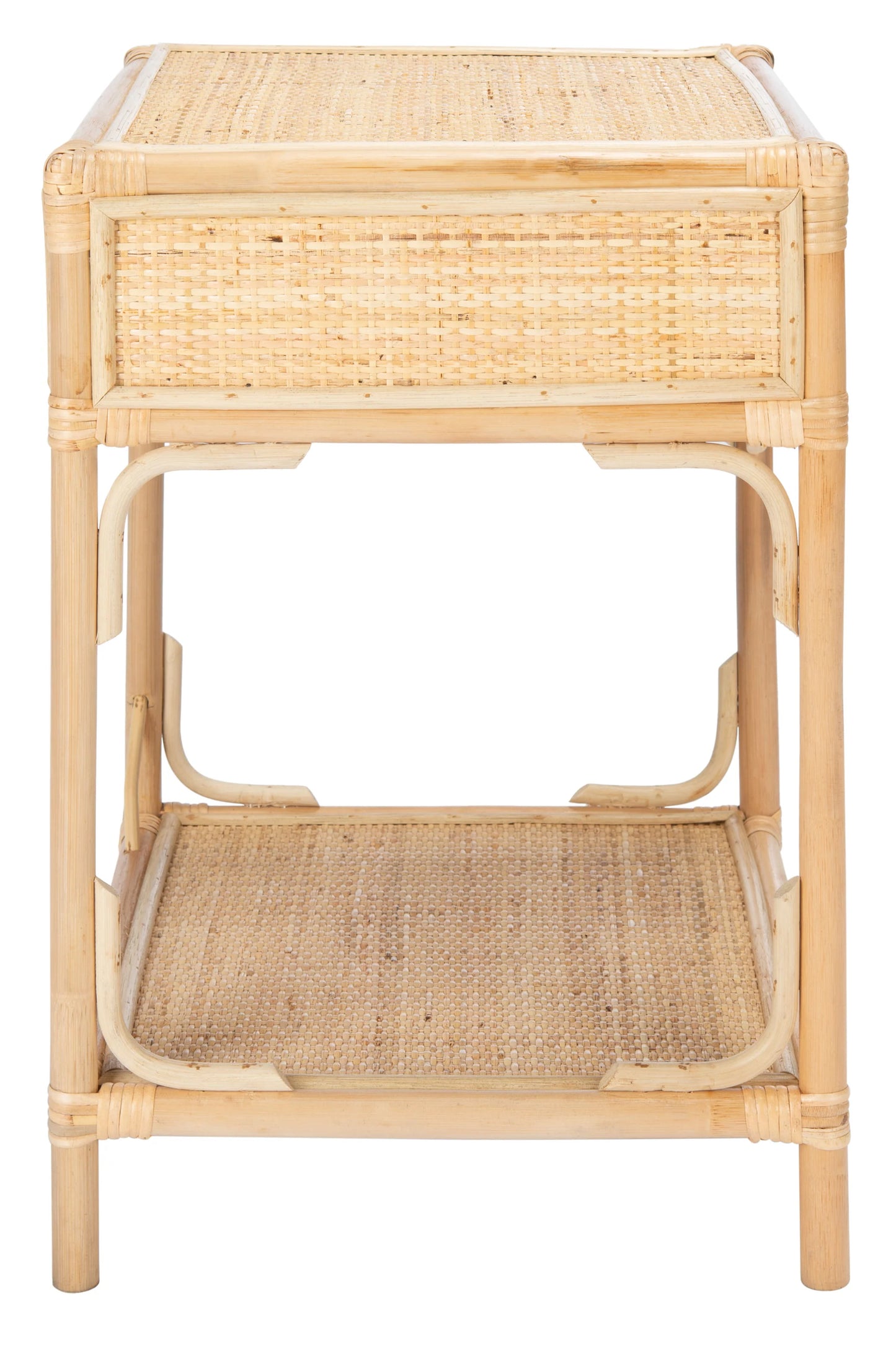 Roya Coastal Inspired Nightstand with Rattan Drawer - Stylish Bedroom Storage with Natural Charm