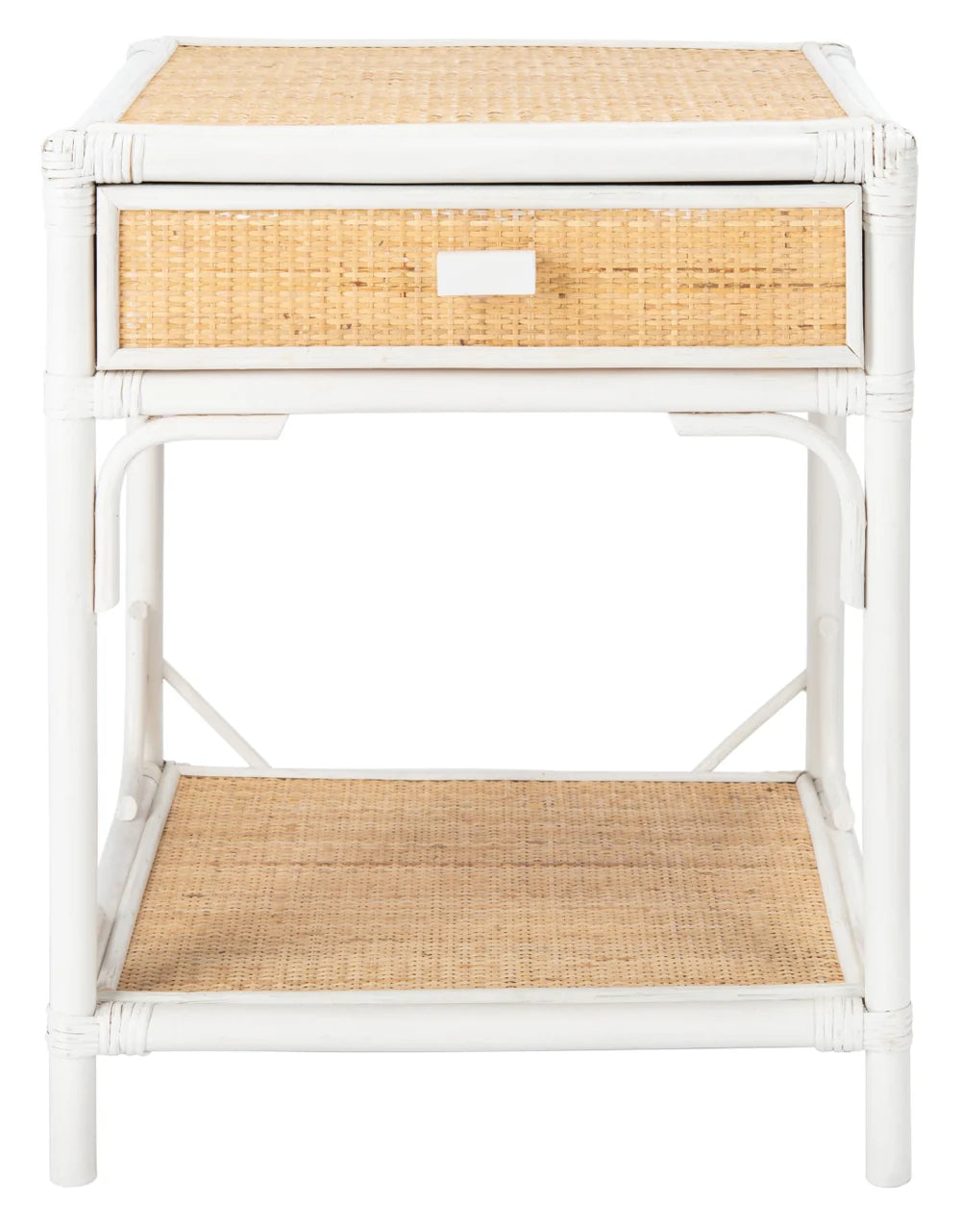Roya Coastal Inspired Nightstand with Rattan Drawer - Stylish Bedroom Storage with Natural Charm