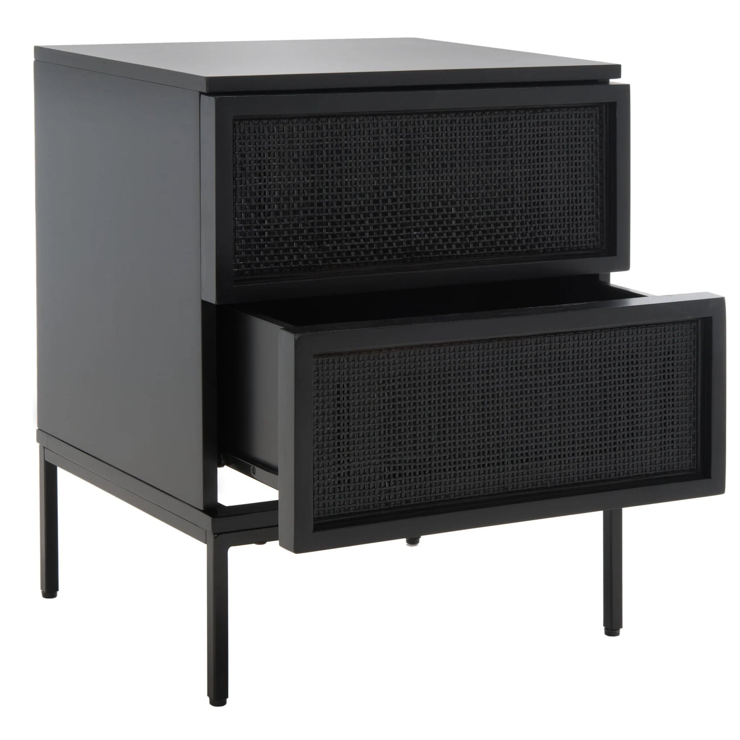 Zadie 2-Drawer Rattan Nightstand – Boho Bedside Table with Natural Texture