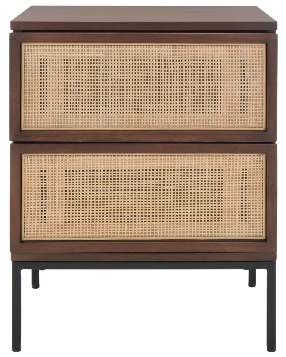 Zadie 2-Drawer Rattan Nightstand – Boho Bedside Table with Natural Texture