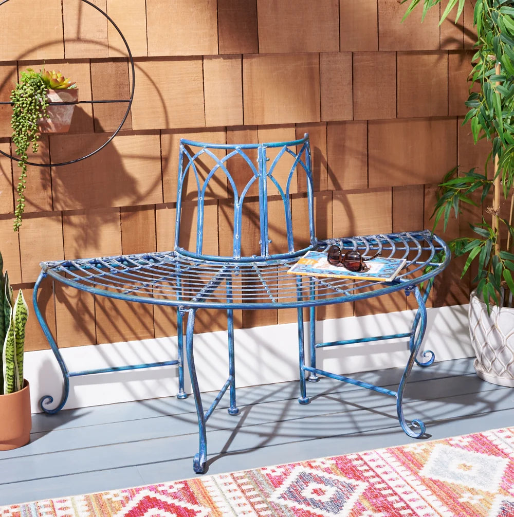 Abia Wrought Iron 50-Inch Outdoor Tree Bench - Durable and Elegant Outdoor Seating Solution