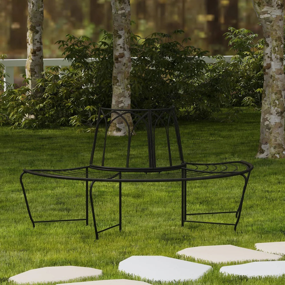 Abia Wrought Iron 50-Inch Outdoor Tree Bench - Durable and Elegant Outdoor Seating Solution
