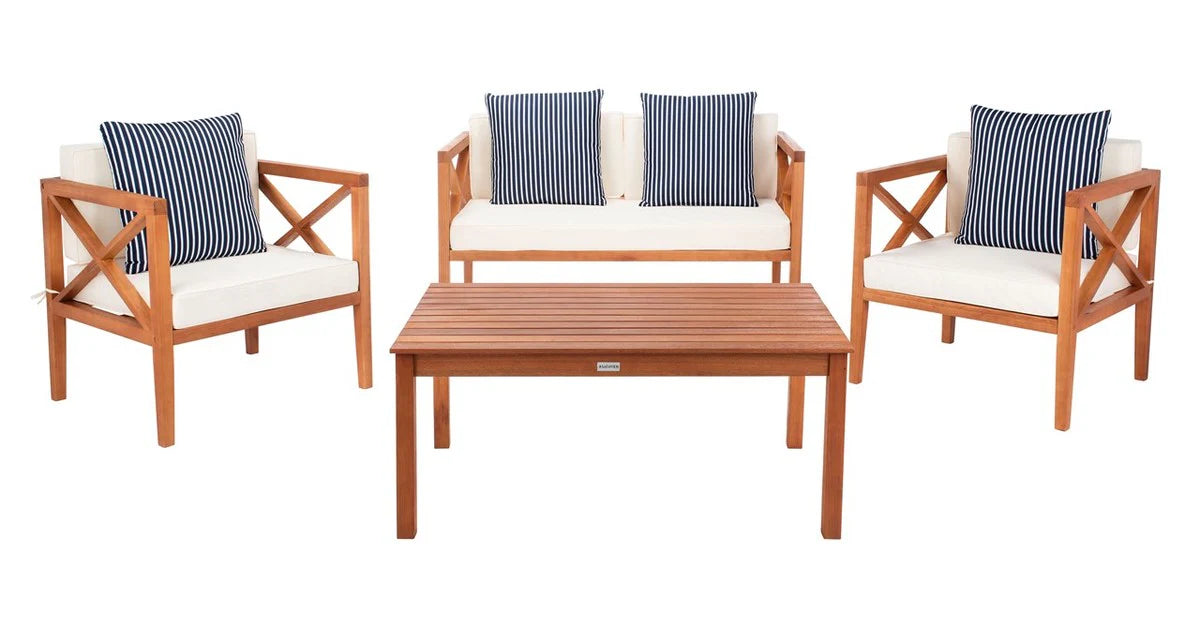 Nunzio 4-Piece Outdoor Set with Accent Pillows - Stylish and Comfortable Seating for Relaxed Outdoor Living