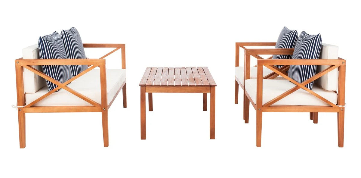 Nunzio 4-Piece Outdoor Set with Accent Pillows - Stylish and Comfortable Seating for Relaxed Outdoor Living